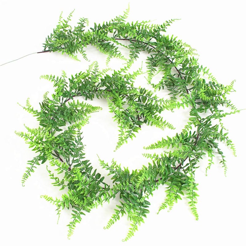 Fycooler Faux Boston Ferns Plant Artificial Vines Hanging Leaves Greenery Garland Artificial Plants 6.2 Feet in Length for Wedding Backdrop Arch Wall Decoration Garden Home Decor - Image 5